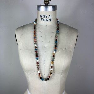 Handmade | Multi colored glass long beaded necklace